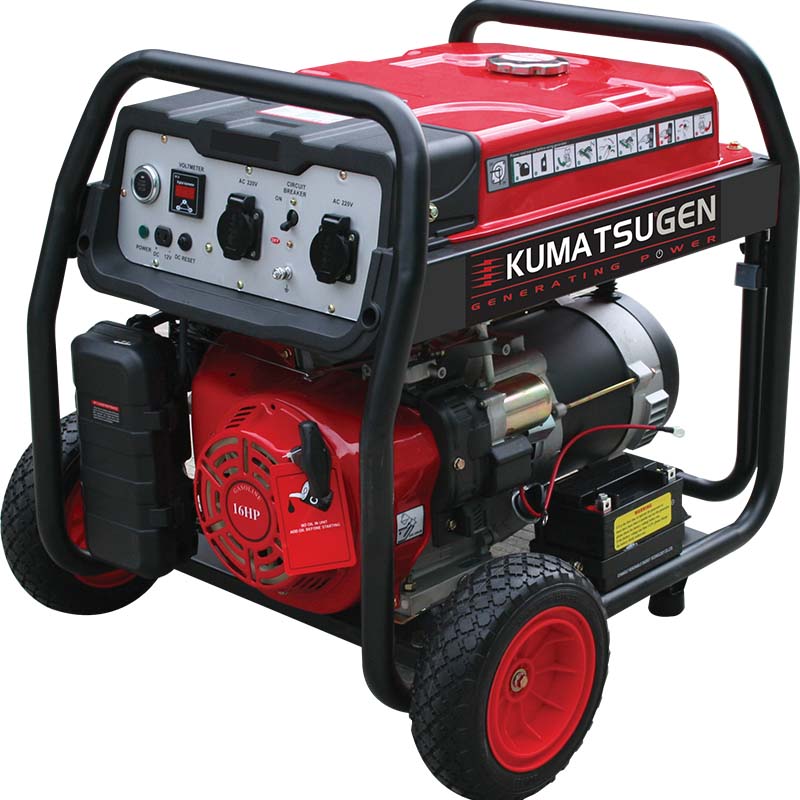 Generatore di benzina Kumatsugen GB8500MP AVR - 8.1KVA con ruote e motorino di avviamento
