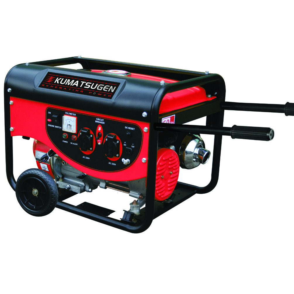 Generatore di benzina Kumatsugen GB6500M AVR - 7,5 KVA con ruote e motorino di avviamento